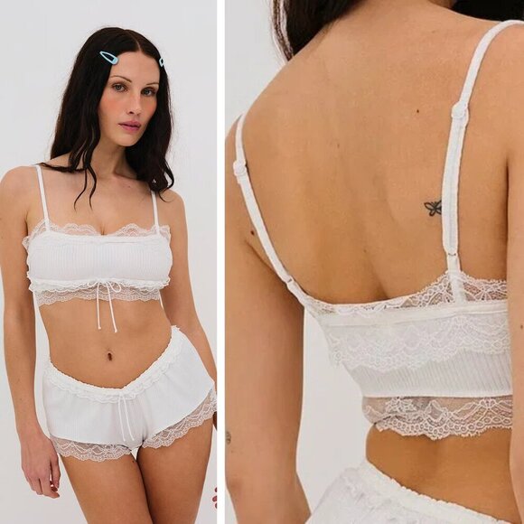 For Love And Lemons Other - New! For Love & Lemons Dahlia White Sleep Bralette Top 3815